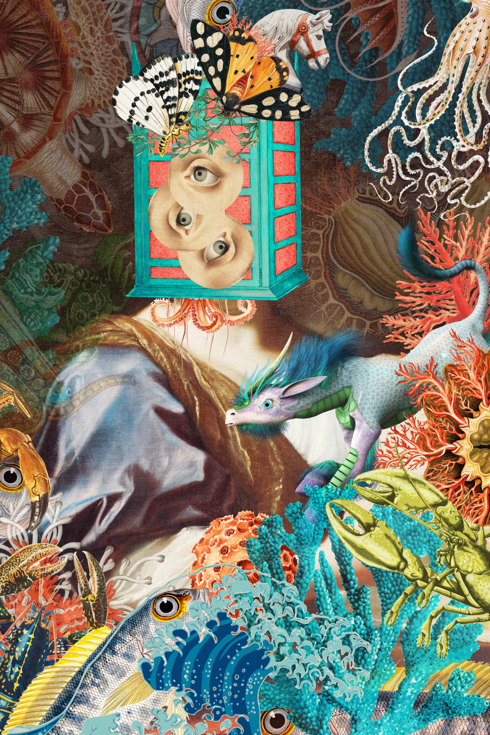 Undersea Fantasy. Limited Edition Digital Collage Print On Canvas